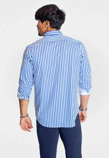 The Go Big Stripe Long Sleeve Tech Shirt - Royal Blue - Buki - Flyclothing LLC
