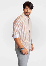 The Go Big Stripe Long Sleeve Tech Shirt - Espresso - Buki - Flyclothing LLC
