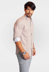 The Go Big Stripe Long Sleeve Tech Shirt - Espresso - Buki - Flyclothing LLC