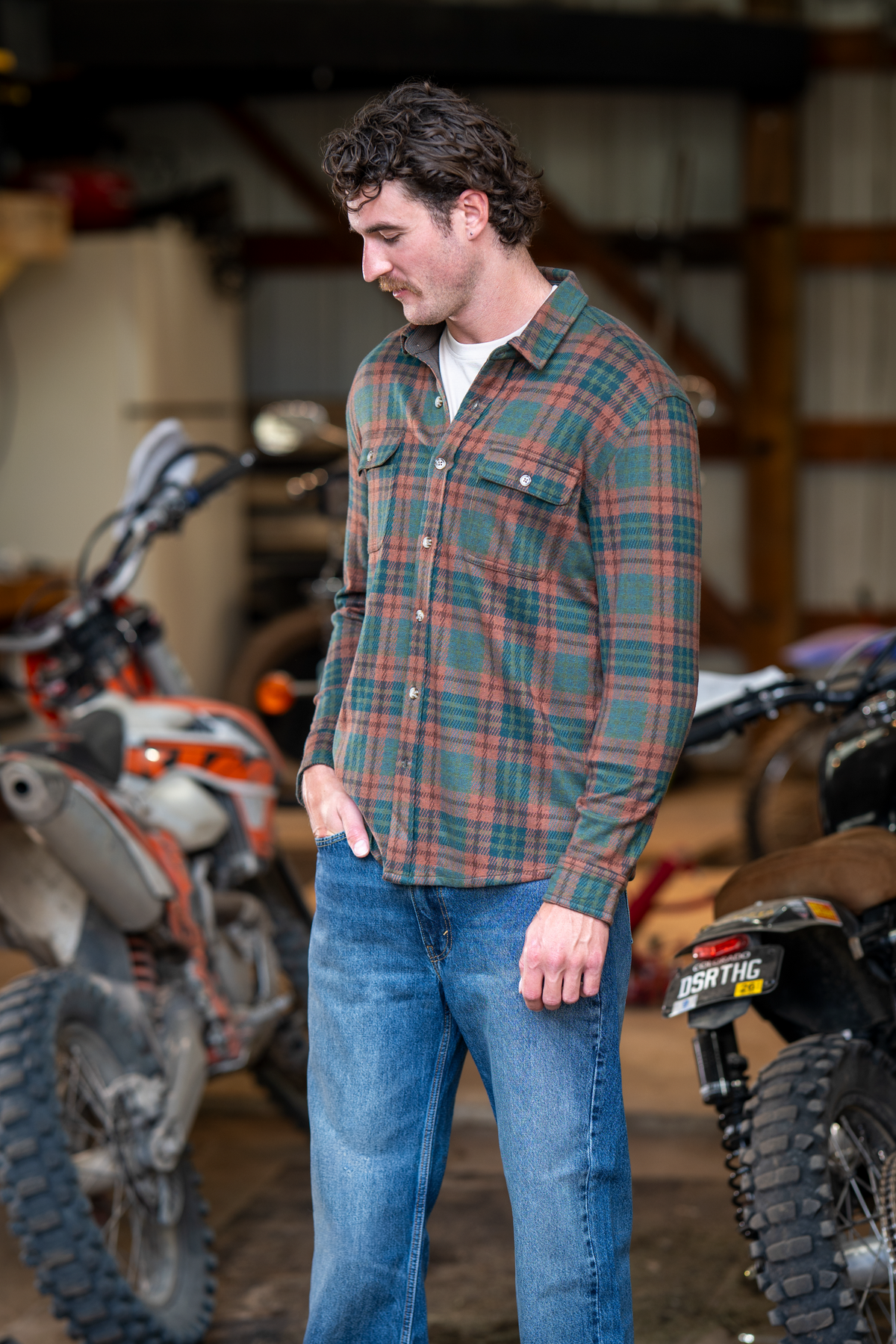 The Afterburn | Rust & Forest Heritage Plaid Chinchilla Soft™ Long Sleeve Stretch Button Up Shirt | Pre-Order | Ships early October 2026 - Shinesty - Flyclothing LLC