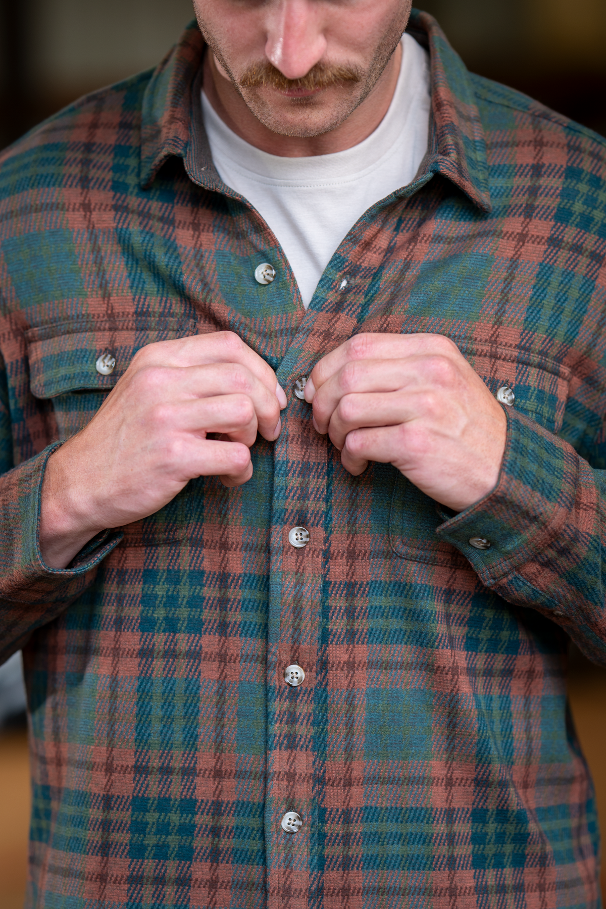 The Afterburn | Rust & Forest Heritage Plaid Chinchilla Soft™ Long Sleeve Stretch Button Up Shirt | Pre-Order | Ships early October 2026 - Shinesty - Flyclothing LLC