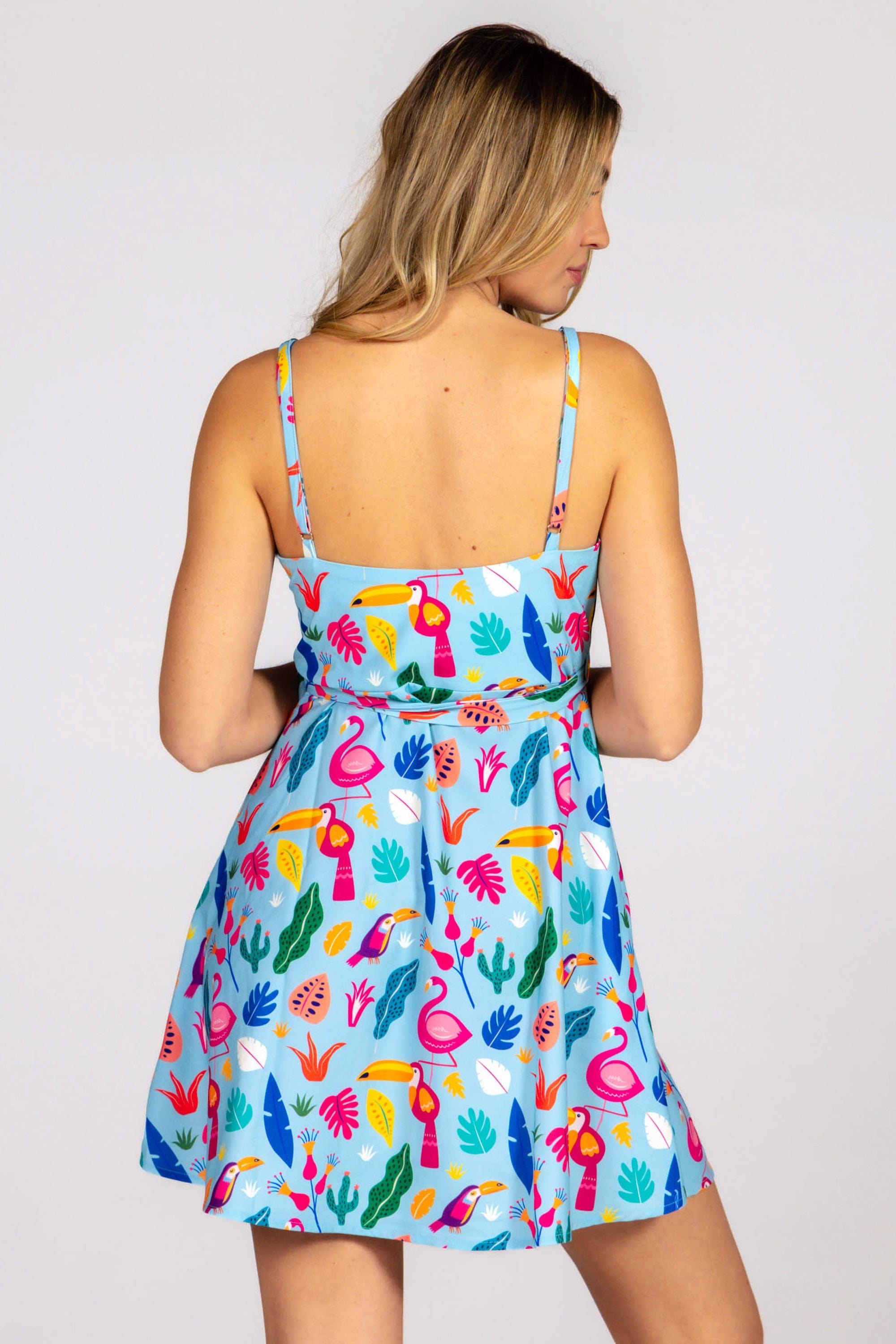 The Birds Of Paradise | Tropical Bird Strappy Dress - Shinesty