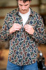 The Blender | Grey Duck Camo Chinchilla Soft™ Long Sleeve Stretch Button Up Shirt
