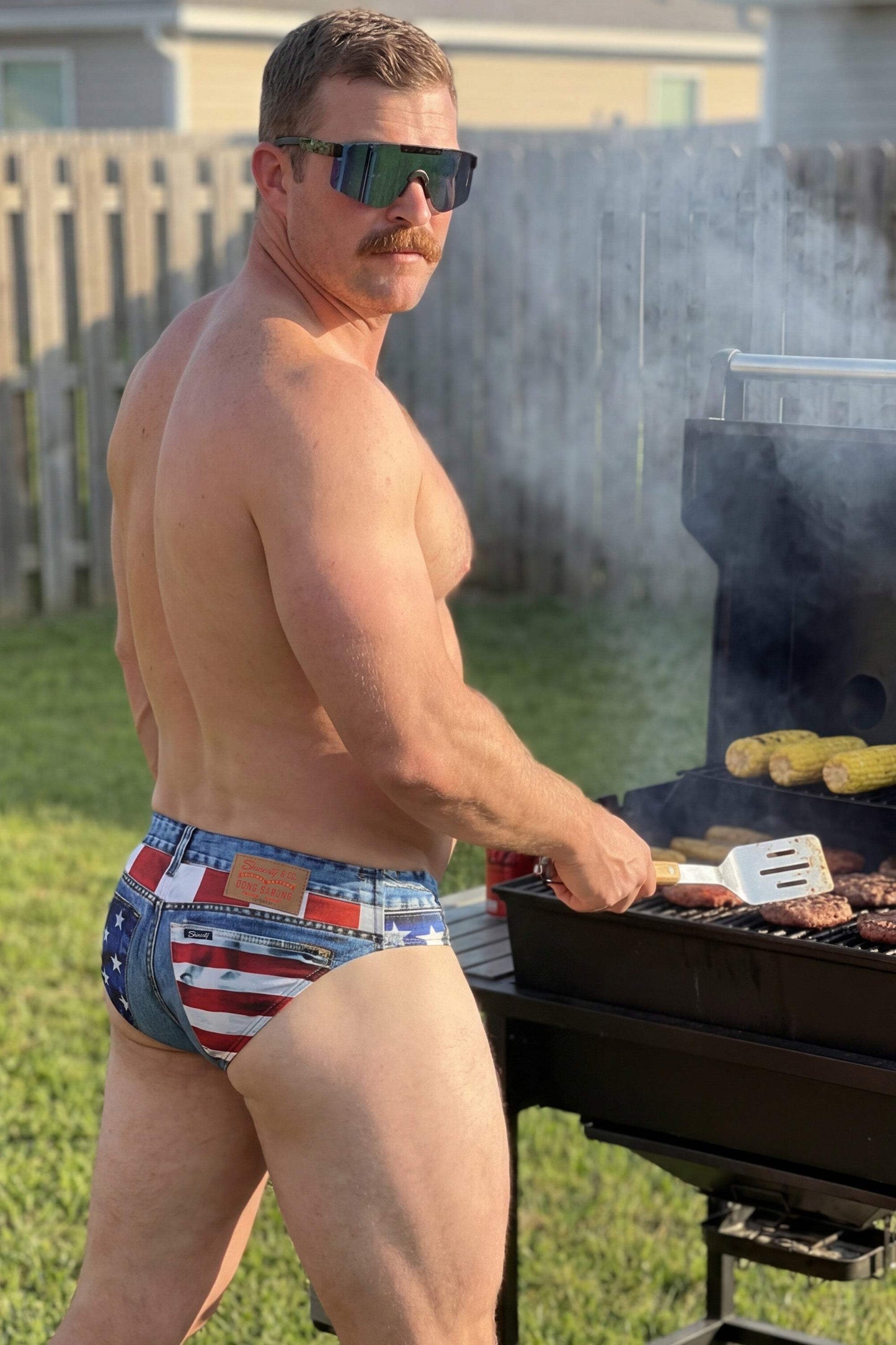 The Chattahoochee Daddy | USA Denim Print Ball Hammock® Pouch Swim Briefs - Shinesty - Flyclothing LLC
