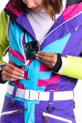 The Chute Your Shot | Neon Purple Retro Women's One Piece Ski Suit - Shinesty - Flyclothing LLC