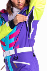The Chute Your Shot | Neon Purple Retro Women's One Piece Ski Suit - Shinesty - Flyclothing LLC
