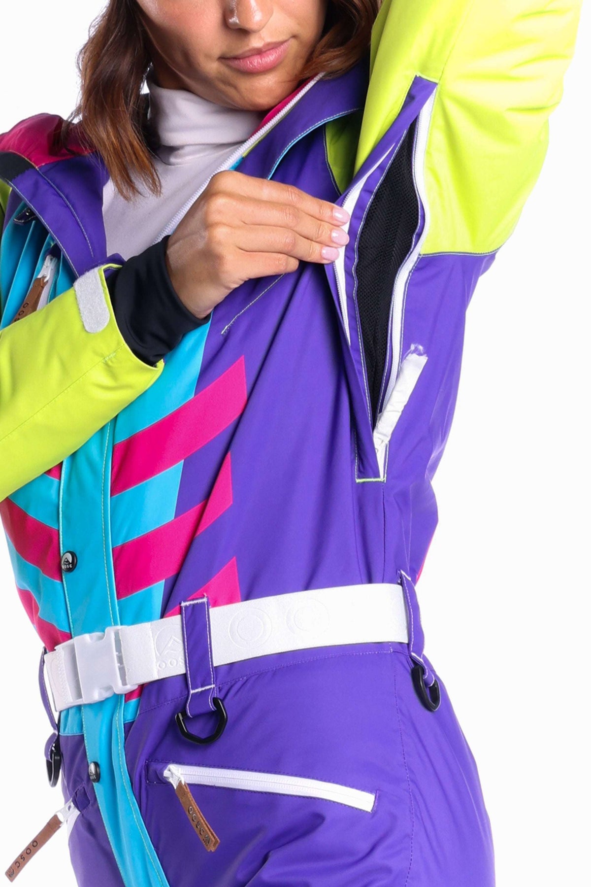 The Chute Your Shot | Neon Purple Retro Women's One Piece Ski Suit - Shinesty - Flyclothing LLC