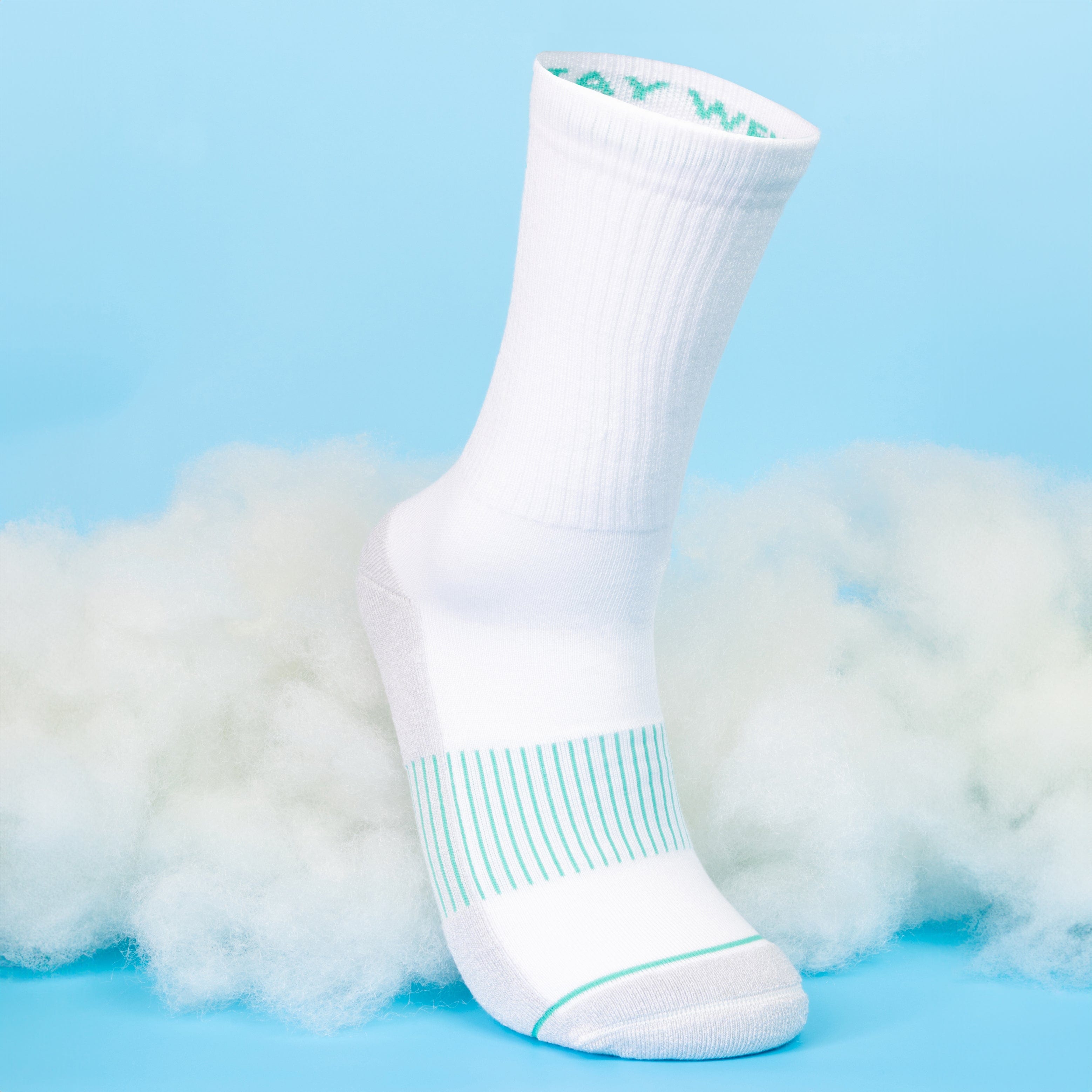 The Cloud 9 | White Stay Weird Heel Hammock™ Crew Socks - Shinesty