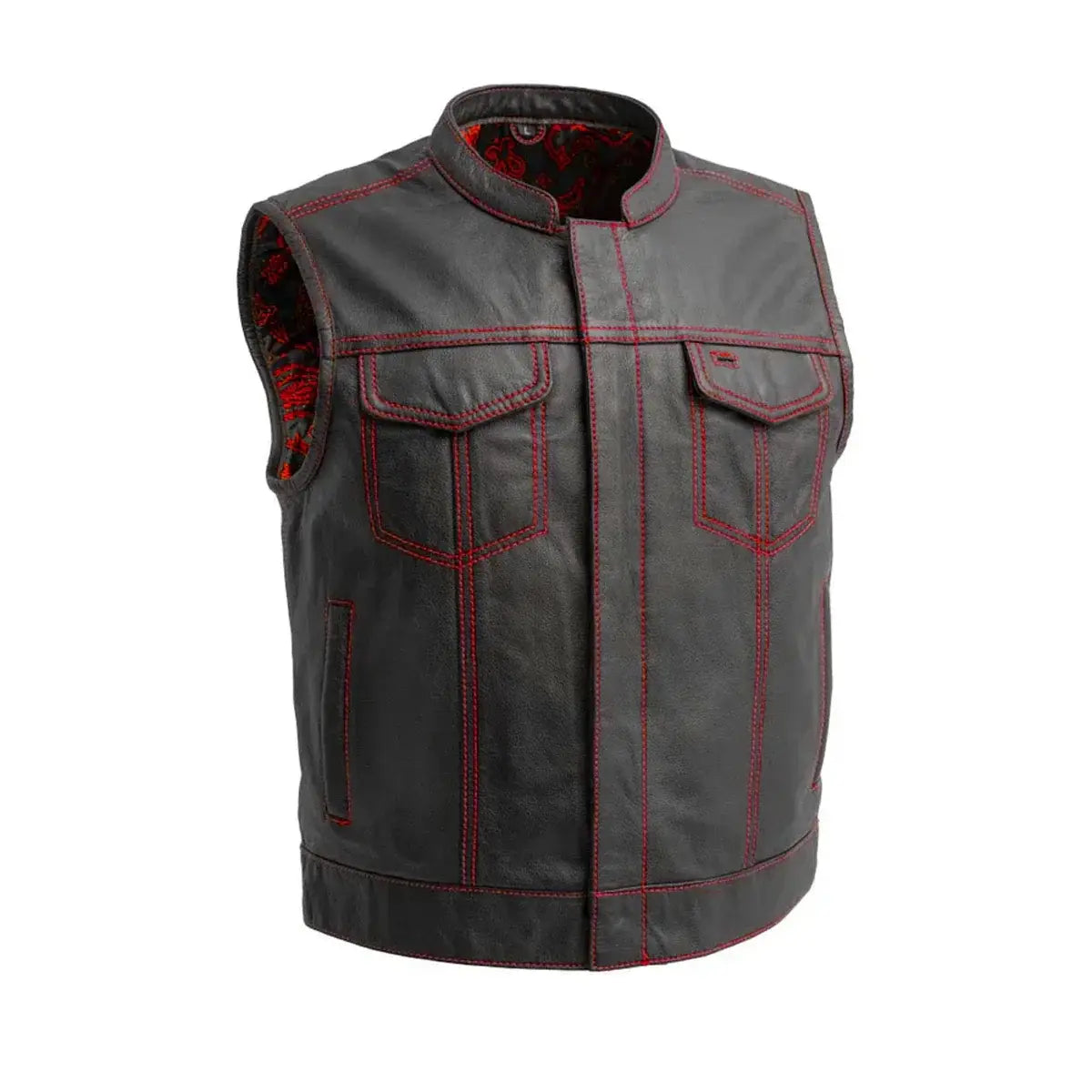 The Club Cut Men's Motorcycle Leather Vest, Multiple Color Options - First Manufacturing Company - Flyclothing LLC