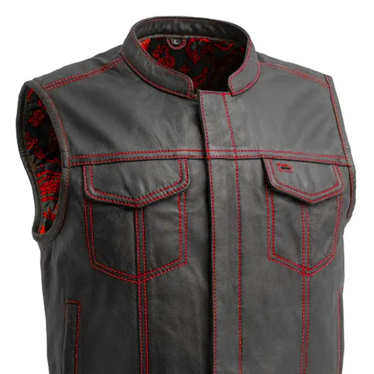 The Club Cut Men's Motorcycle Leather Vest, Multiple Color Options - First Manufacturing Company - Flyclothing LLC