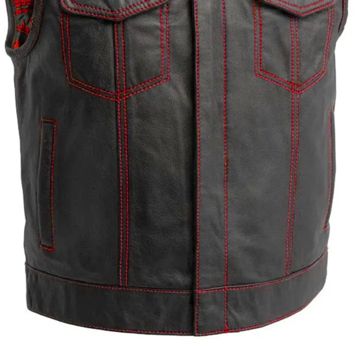 The Club Cut Men's Motorcycle Leather Vest, Multiple Color Options - First Manufacturing Company - Flyclothing LLC