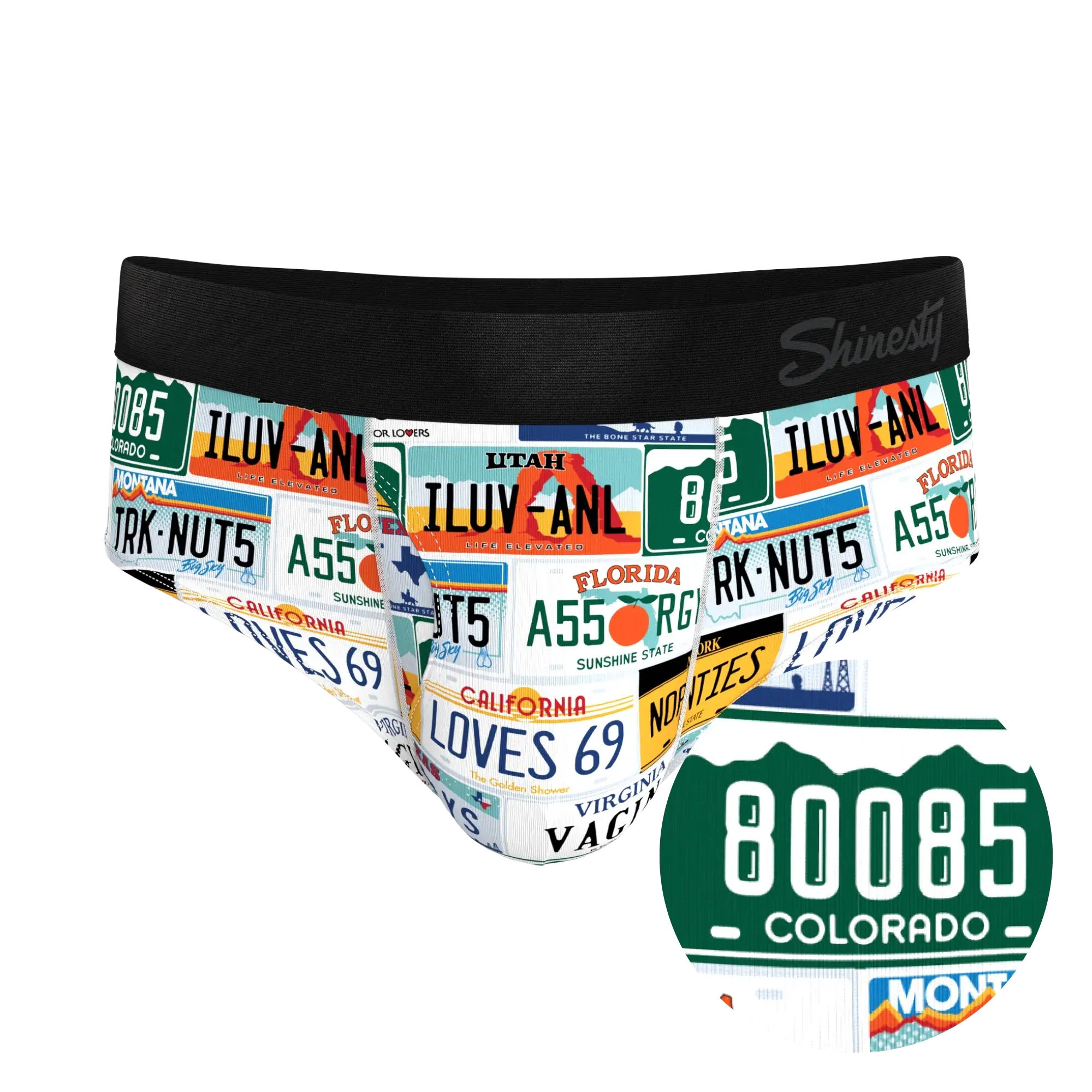 The DMV Catastrophe | License Plates Ball Hammock® Pouch Underwear Briefs - Shinesty - Flyclothing LLC