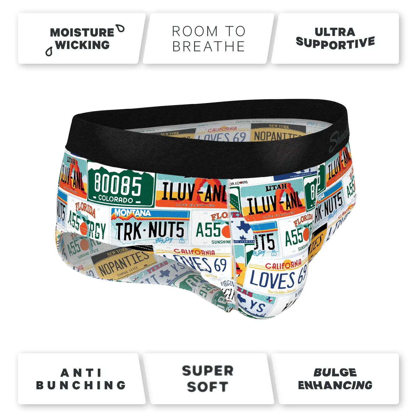 The DMV Catastrophe | License Plates Ball Hammock® Pouch Underwear Briefs - Shinesty - Flyclothing LLC