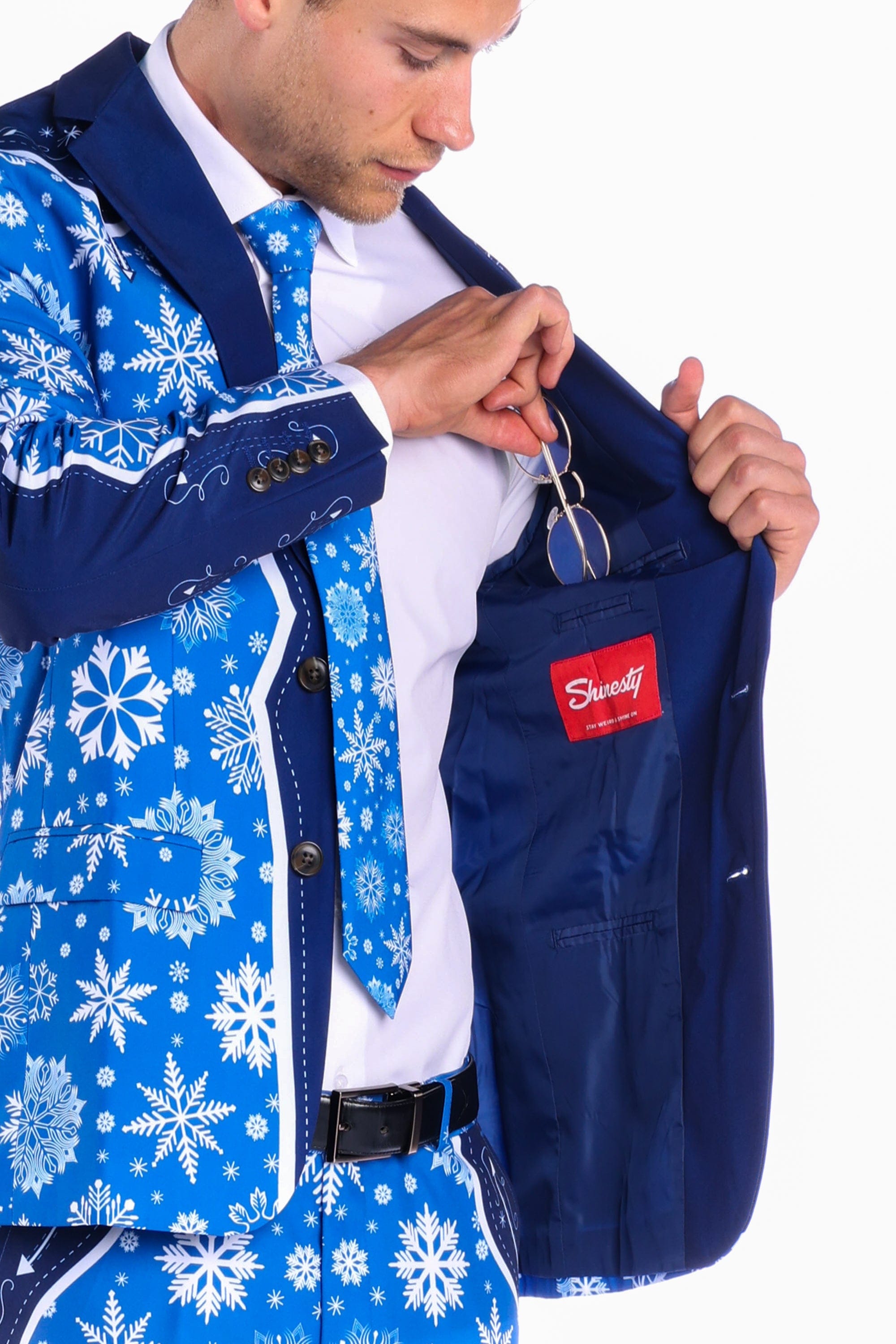 The Ice Never Melts | Blue Snowflake Christmas Suit - Shinesty
