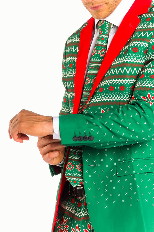 The Kris Kringle | Green Fair Isle Christmas Suit - Shinesty