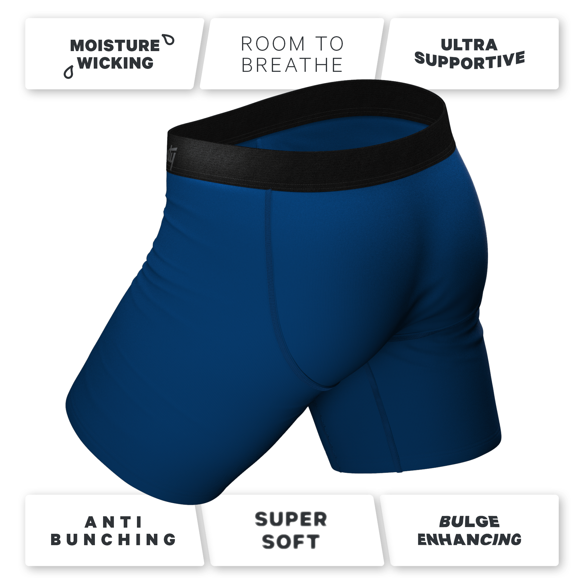 The Package Deal | Long Leg Navy Blue Ball Hammock® Pouch Underwear With Fly 3 Pack - Shinesty
