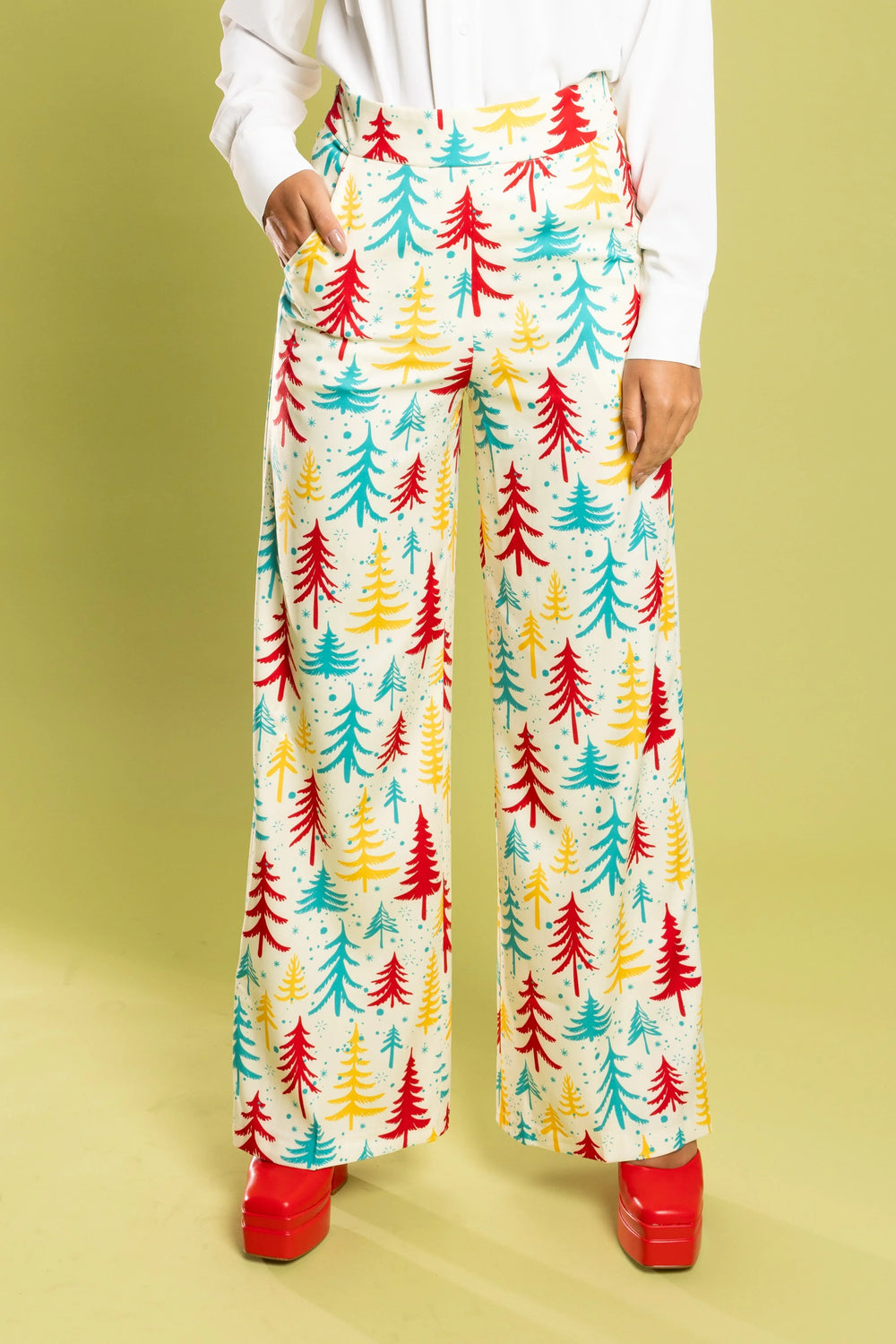 The Pine Tree Playgirl | Retro Christmas Trees Women's Suit Pants - Shinesty - Flyclothing LLC