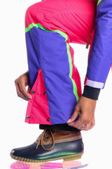 The Gnar Shredder | Coral And Black RetroWomen's One Piece Ski Suit - Shinesty