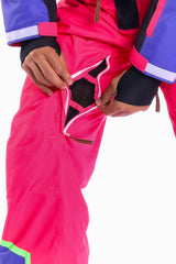 The Gnar Shredder | Coral And Black RetroWomen's One Piece Ski Suit - Shinesty