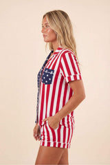 The Reagans | American Flag Button Down Short Pajama Set - Shinesty - Flyclothing LLC