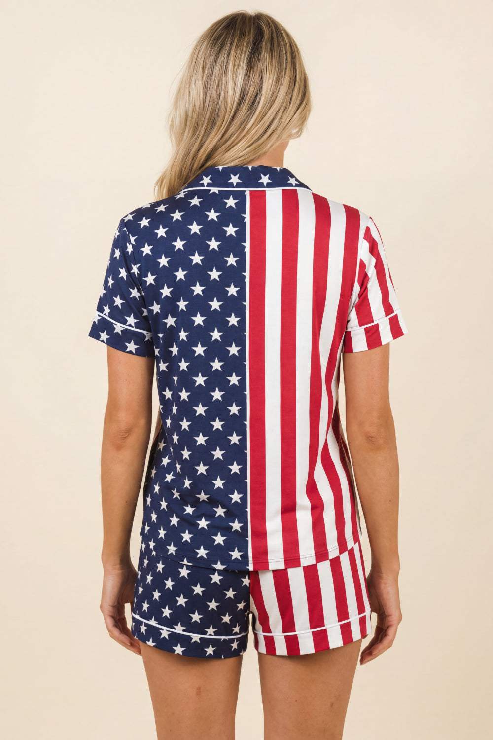 The Reagans | American Flag Button Down Short Pajama Set - Shinesty - Flyclothing LLC