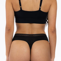 The Threat Level Midnight | Black Lace Trim Thong Underwear - Shinesty