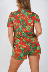 The Wiener In Paradise | Shinesty X Wienerschnitzel Tropical Button Down Short Pajama Set - Shinesty - Flyclothing LLC