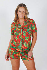 The Wiener In Paradise | Shinesty X Wienerschnitzel Tropical Button Down Short Pajama Set - Shinesty - Flyclothing LLC