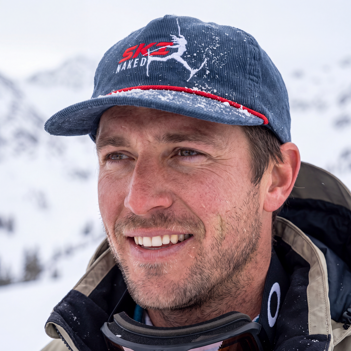 The Ski Naked | Skier 5-Panel Corduroy Snapback Hat