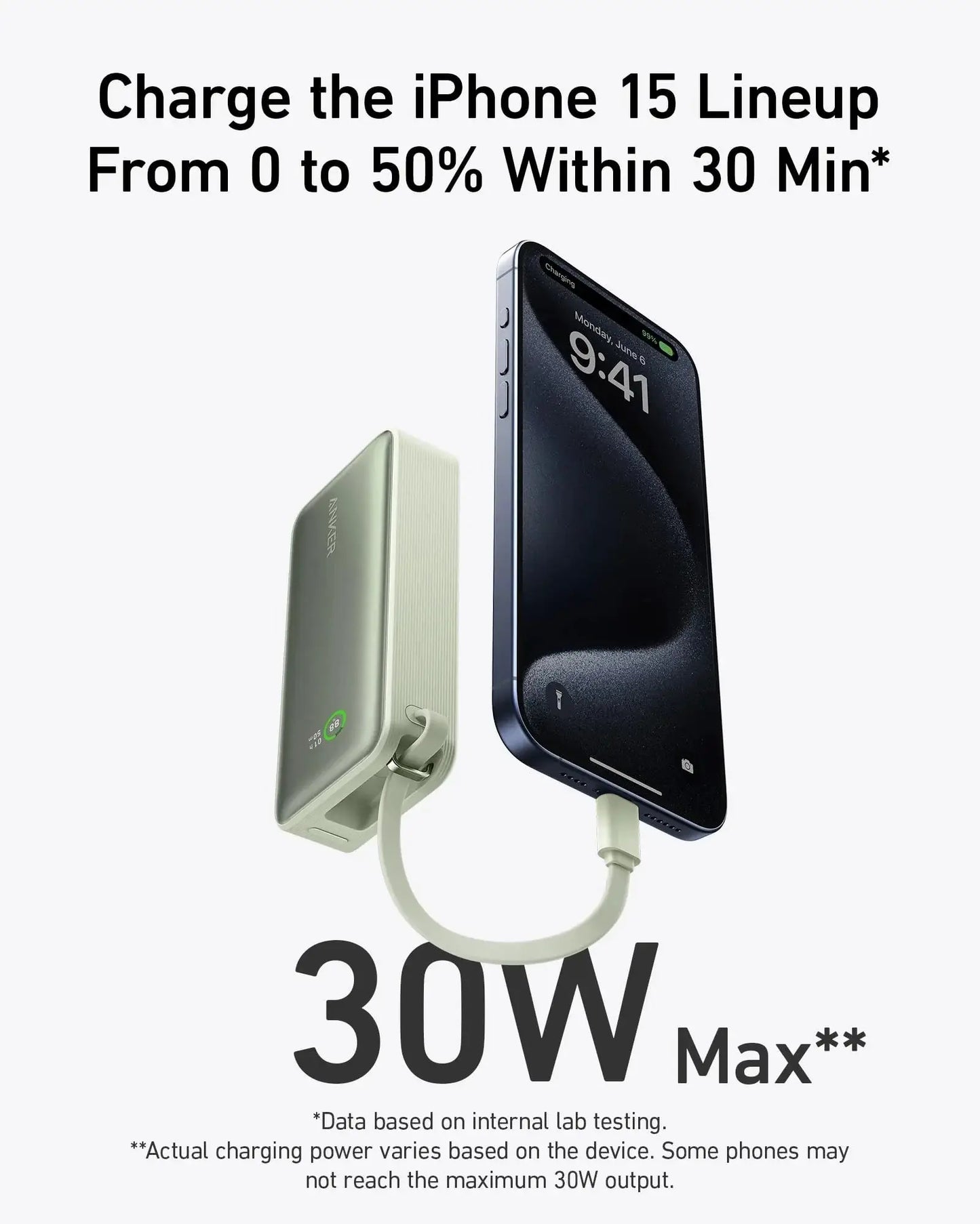 Anker Nano Power Bank (30W, Built-In USB-C Cable) - Anker - Flyclothing LLC