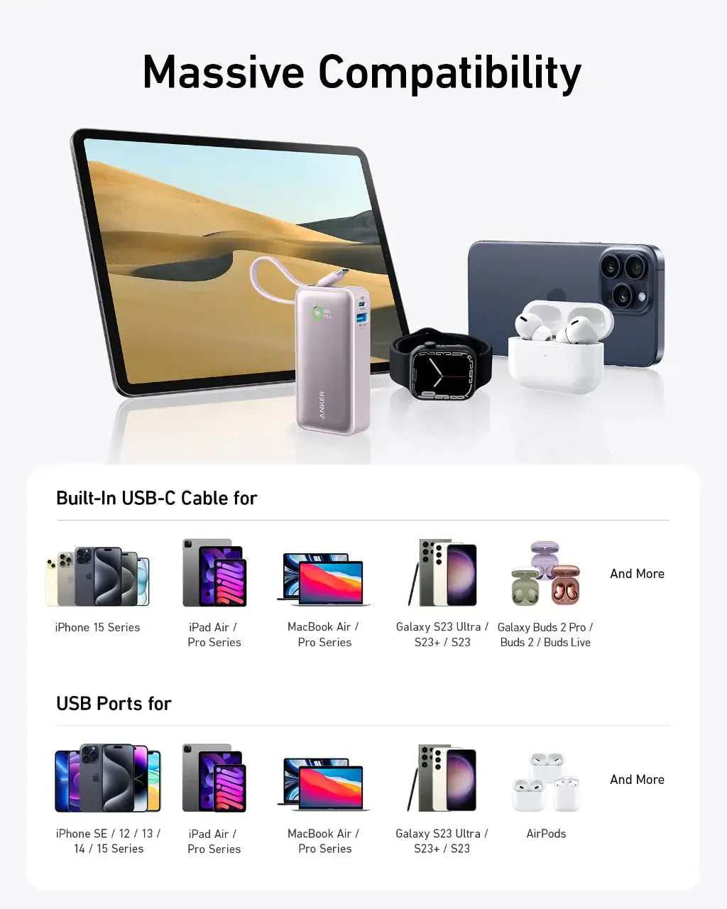 Anker Nano Power Bank (30W, Built-In USB-C Cable) - Anker - Flyclothing LLC
