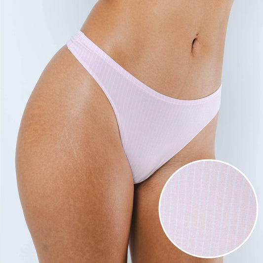 The Aphrodite | Light Pink Striped MicroModal Thong - Shinesty