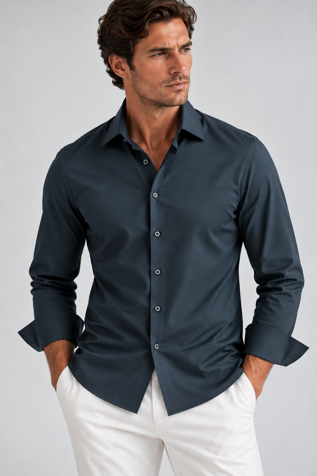 'Single Shot' Long Sleeve Shirt - Blue Night - Buki - Flyclothing LLC