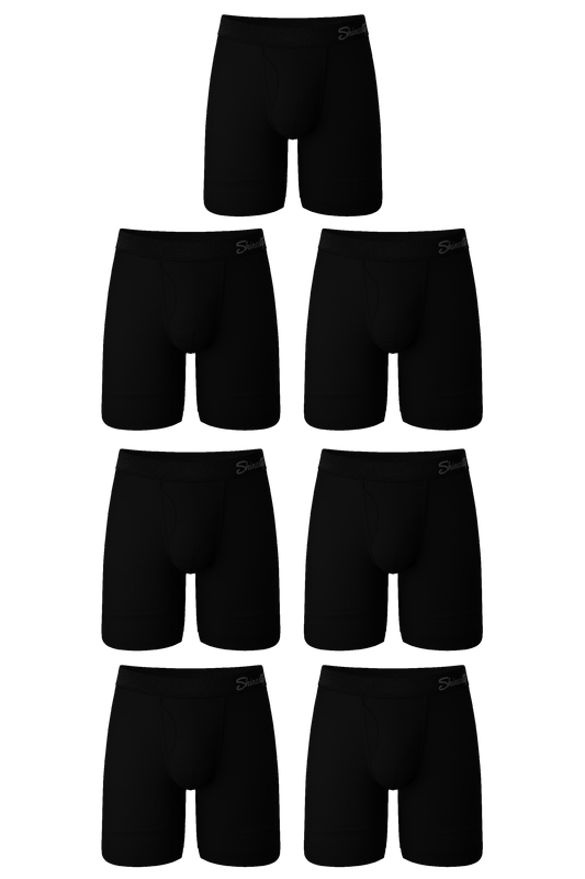 The Threat Level Midnight | Long Leg Black Ball Hammock® Pouch Underwear With Fly 7 Pack - Shinesty