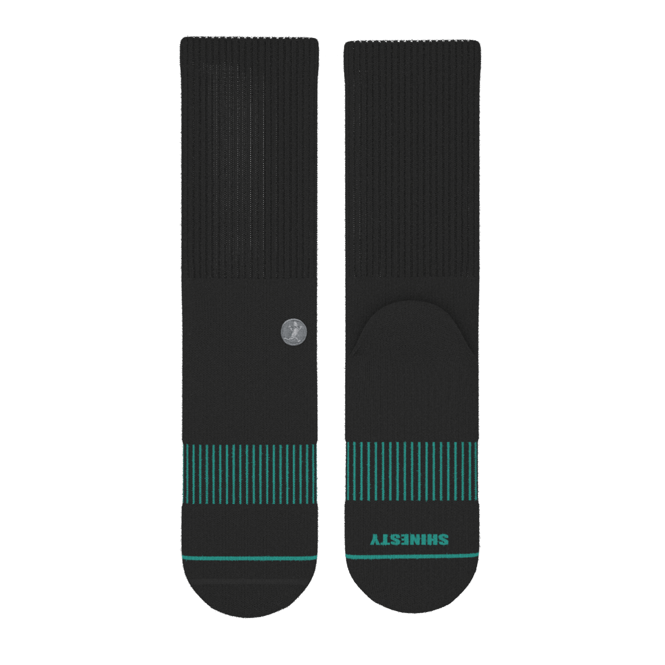 The Threat Level Midnight | Black Stay Weird Heel Hammock™ Crew Socks - Shinesty