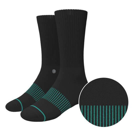 The Threat Level Midnight | Black Stay Weird Heel Hammock™ Crew Socks - Shinesty