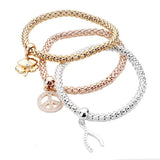 3PCS Clover Peace Wishbone Charm Stretch Bracelets - Madeline Love - Flyclothing LLC