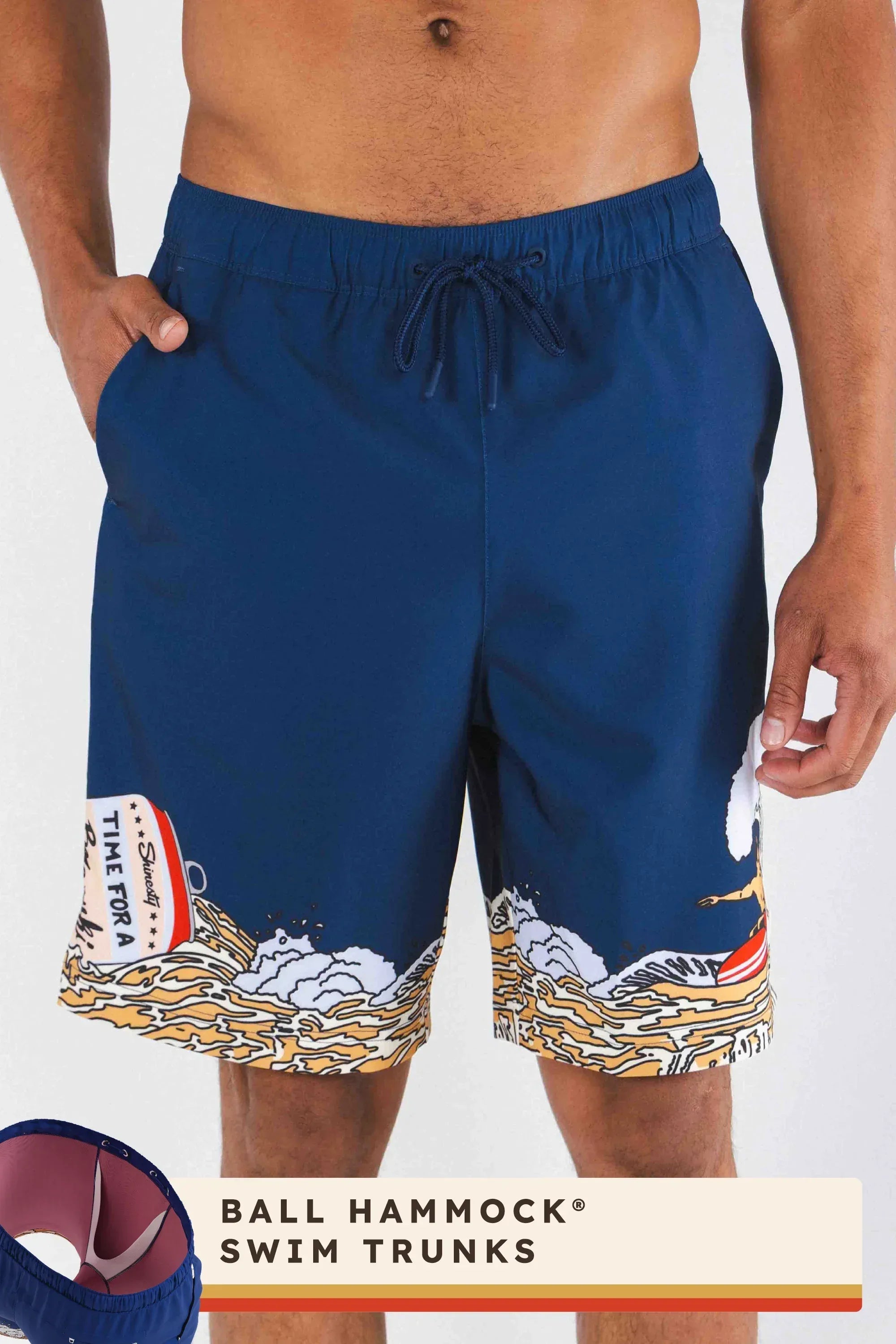The Tidal Lager | Beer Surfer Ball Hammock® Pouch 8" Swim Trunks - Shinesty - Flyclothing LLC