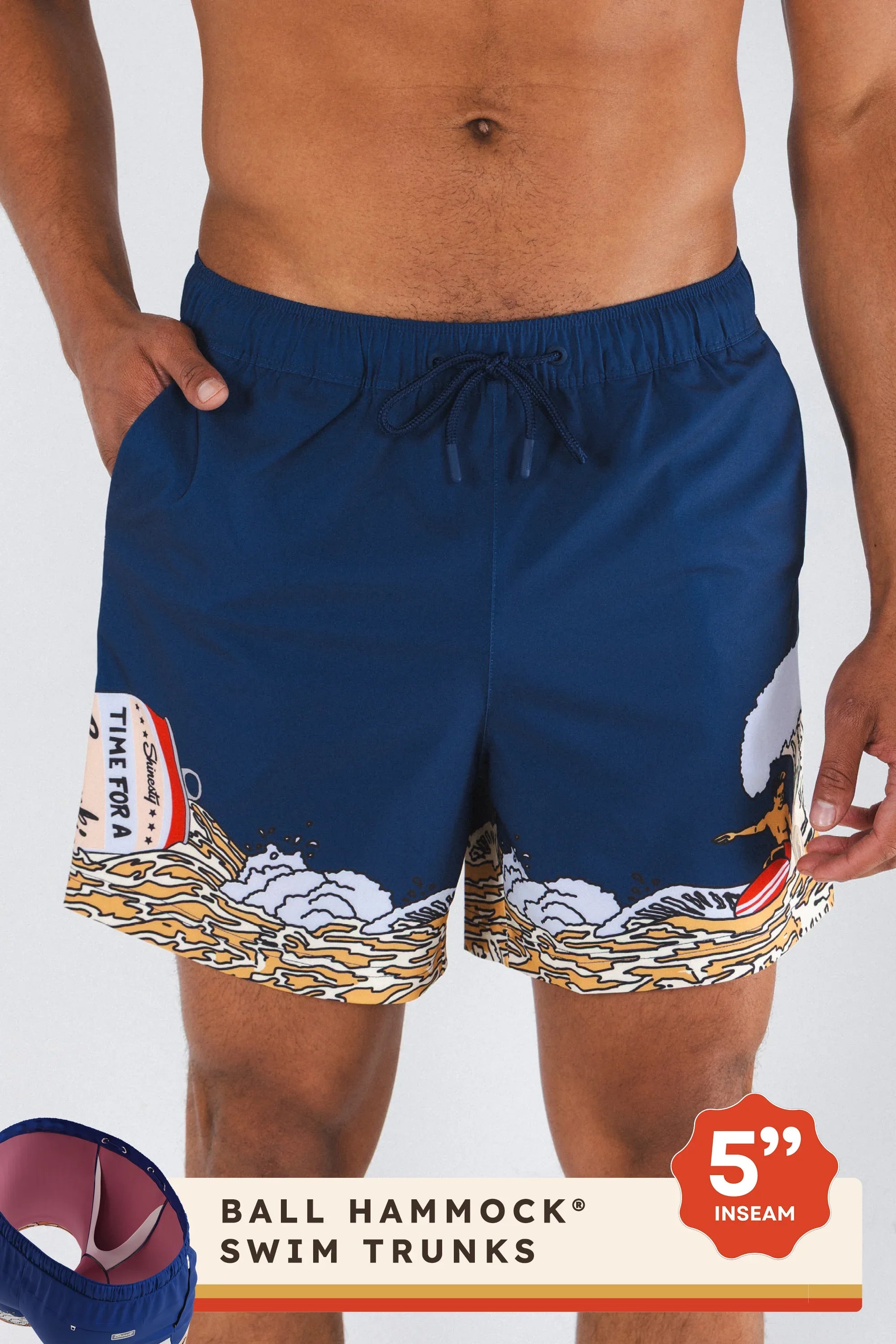 The Tidal Lager | Beer Surfer Ball Hammock® Pouch 5" Swim Trunks - Shinesty - Flyclothing LLC