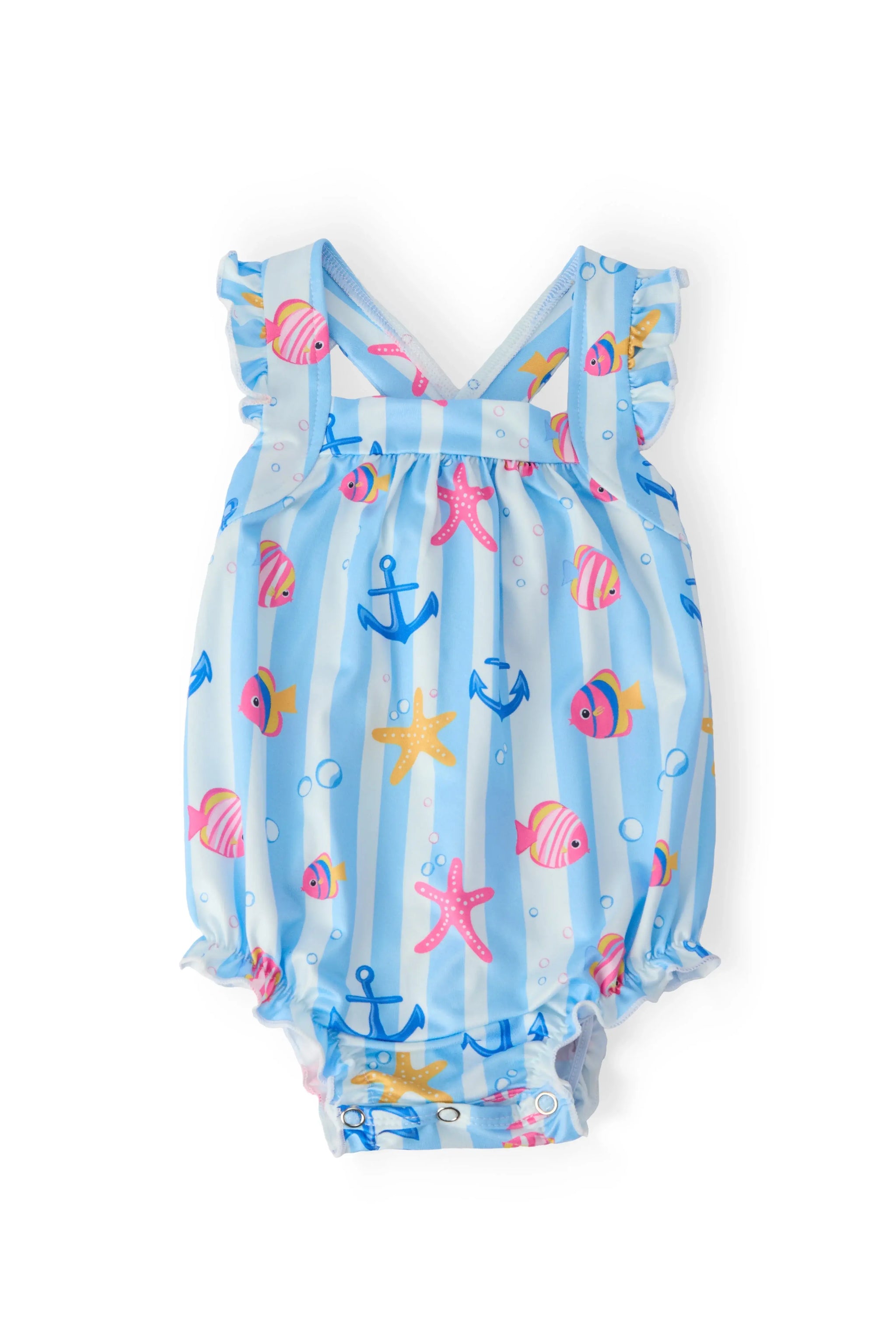 Tidepool Treasures Ruffle Cross Back Romper - Mila & Rose ® - Flyclothing LLC
