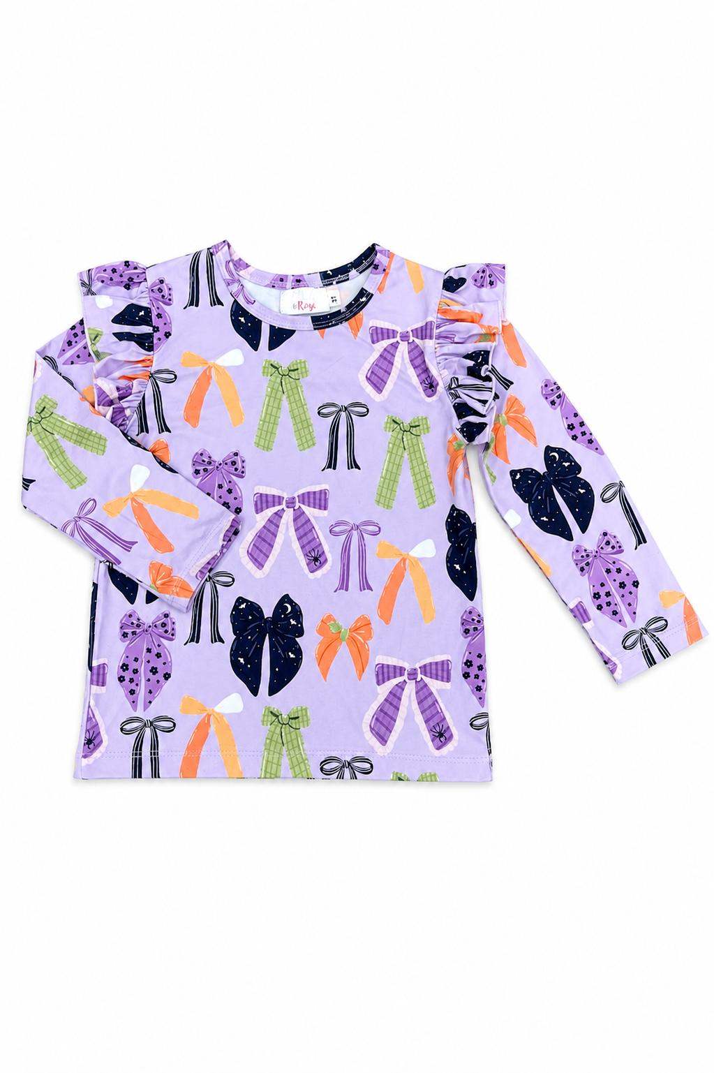Tied with a Boo Lavender L/S Ruffle Tee - Mila & Rose ® - Flyclothing LLC