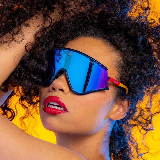 The Powerhouse |  Blue Polarized Retro Macho Sunglasses - Shinesty
