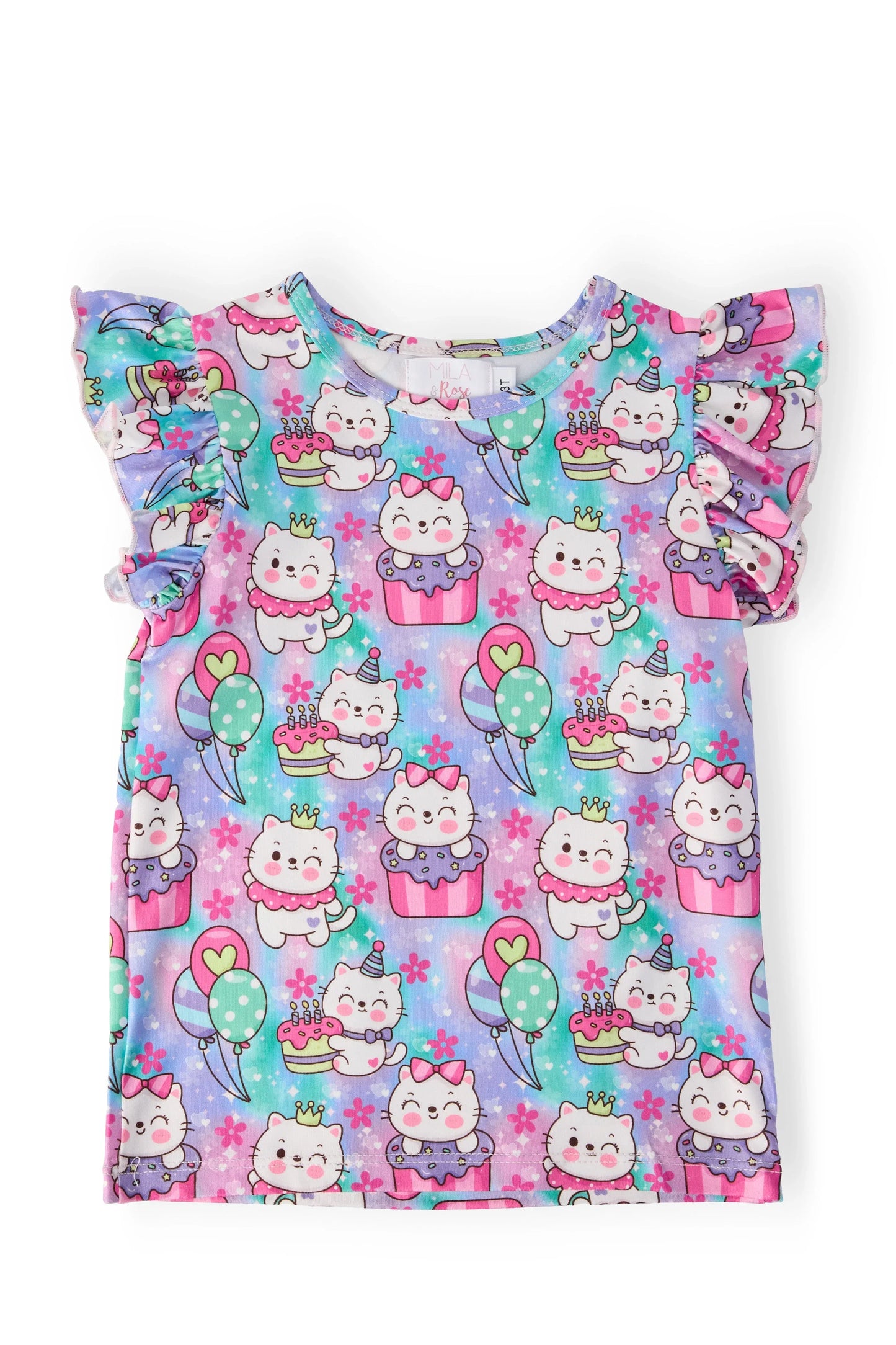 Time To Purr-ty S/S Ruffle Tee - Mila & Rose ® - Flyclothing LLC