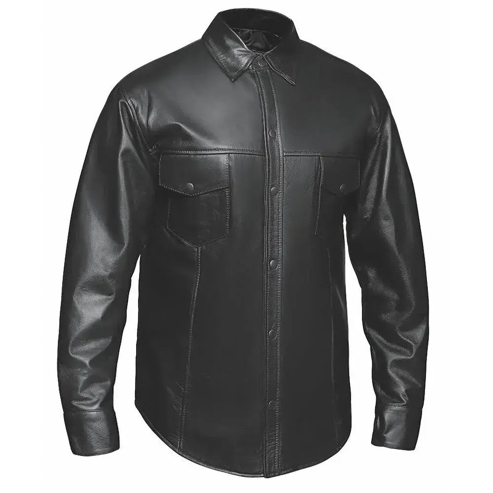 Titan - Men's Shirt style Premium Leather Biker Jacket - Unik Just for Bikers - Flyclothing LLC