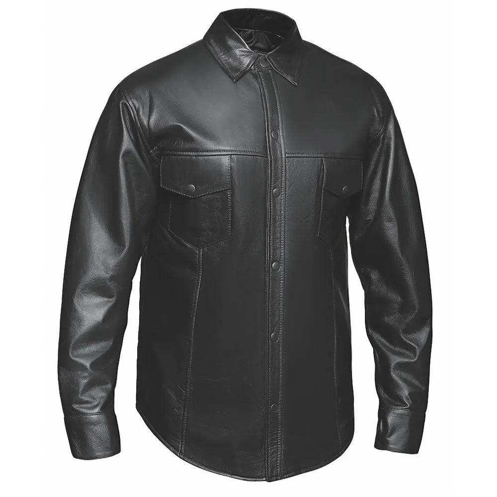 Titan - Mens Premium Leather Shirt Jacket - Unik Just for Bikers - Flyclothing LLC