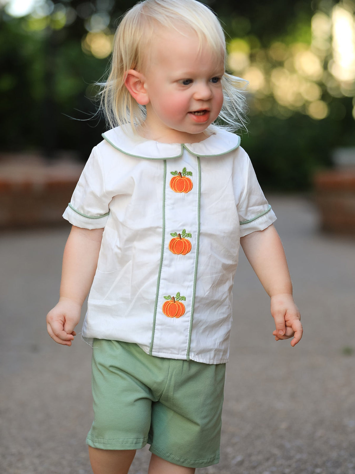 Thanksgiving & Halloween Pumpkin Applique Boy's Set - Rylee Faith Designs - Flyclothing LLC