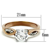 TK1163 - Two-Tone IP Rose Gold Stainless Steel Ring with AAA Grade CZ  in Clear - Alamode