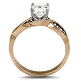 TK1163 - Two-Tone IP Rose Gold Stainless Steel Ring with AAA Grade CZ  in Clear - Alamode