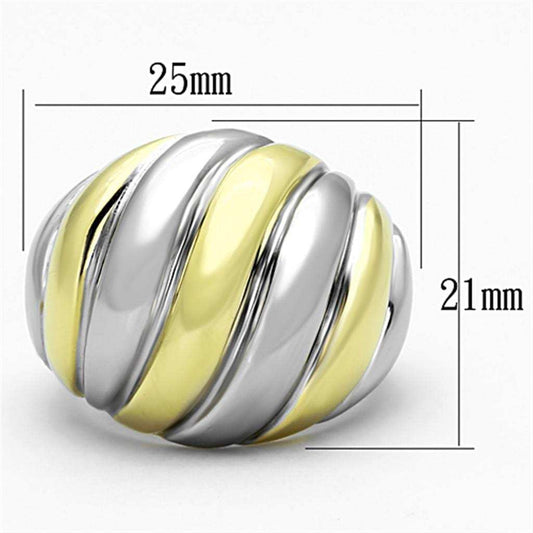 TK1219 - Two-Tone IP Gold (Ion Plating) Stainless Steel Ring with No Stone - Alamode - Flyclothing LLC