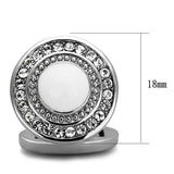 TK1273 - High polished (no plating) Stainless Steel Cufflink with Top Grade Crystal in Clear - Alamode - Flyclothing LLC